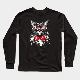 Maine Coon with glasses cool cat Long Sleeve T-Shirt